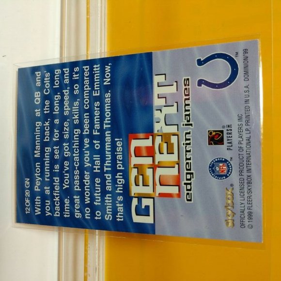 EDGERRIN JAMES 1999 SKYBOX DOMINION GEN NEXT PLUS #12GN ROOKIE - HOF - COLTS! GQ - Picture 4 of 4